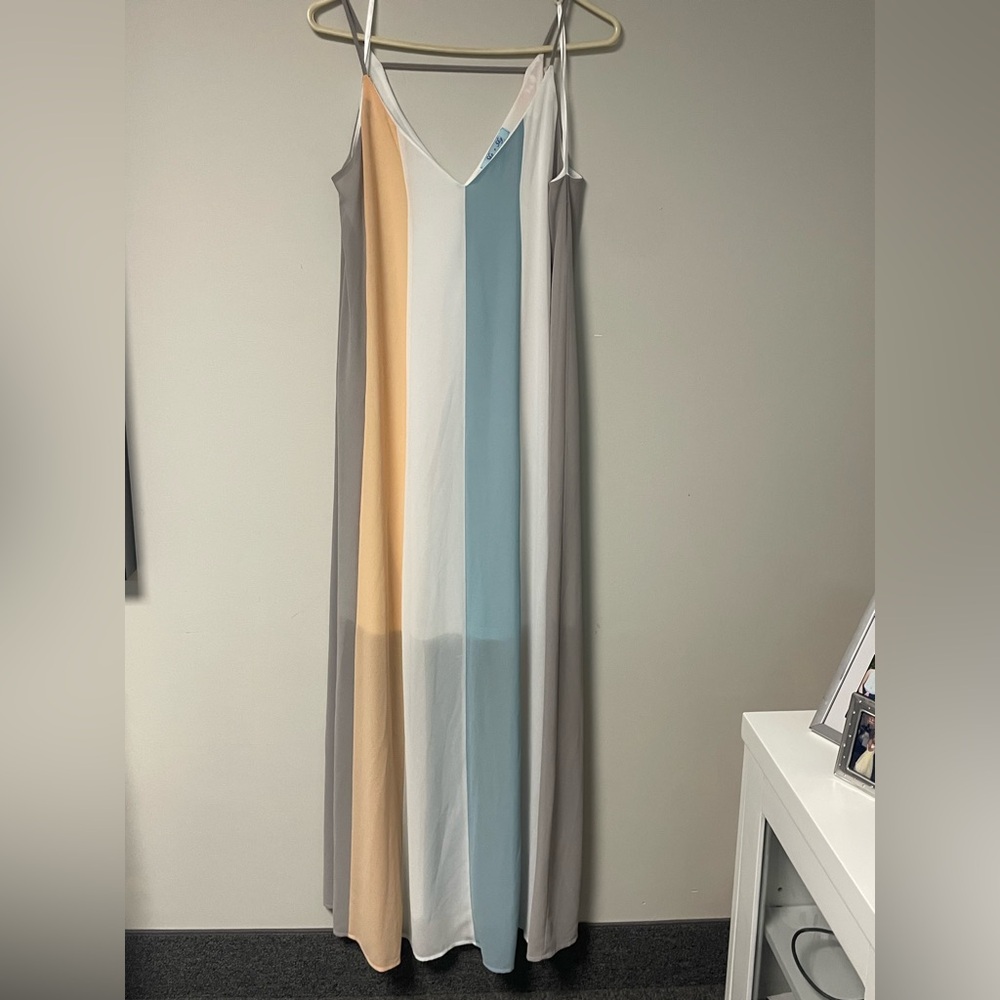She & Sky Color Block Striped Maxi Dress size L
